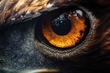 Sharp eagle eye close-up with intense gaze