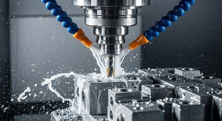 Metal Milling Machine Cutting Metal with Coolant Precision Process