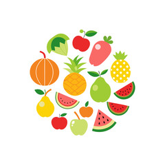 Circle of Fruits and Vegetables
