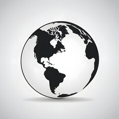 Minimalist globe icon, world symbol, isolated on white background, vector art