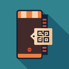 digital wallet icon with qr code and dollar vector illustration icon symbol