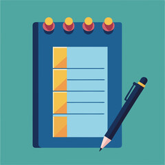 Vector illustration of a blank business document clipboard with a pencil icon for notes and checklist design