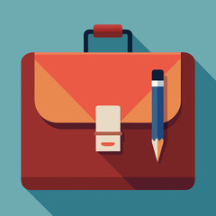 Red pencil on a document folder icon vector illustration for business and file organization
