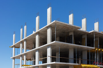 Reinforced concrete frame of a building under construction