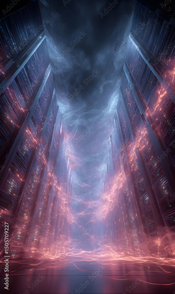 Poster surreal cosmic gateway with ethereal lights an abstract dimensional portal with mystic glowing eleme