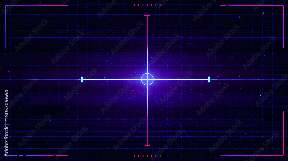 Poster cyberpunk hud element with geometric shapes and bright neon glows creating a futuristic interface ba