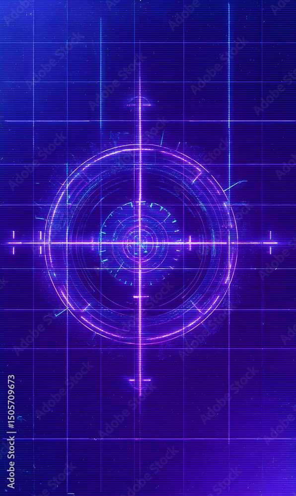 Poster futuristic target design with vibrant neon lights and a high tech visual representation graphic elem