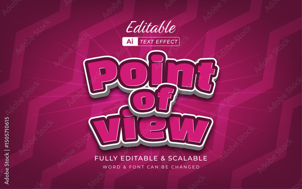 Poster point of view pov text effect ready for creative applications, set against a vivid background.