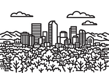 Obraz premium Simple vector illustration of Denver, Colorado in the Western United States