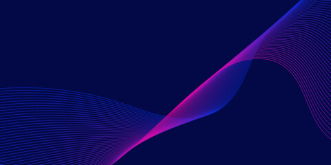 Banner Dark blue wave background. Technology background. Wave Line colorful. Pink Line. Vector illustration.
