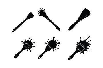 set of brush silhouette vector illustration