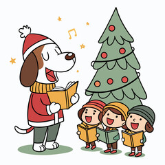 children and christmas tree