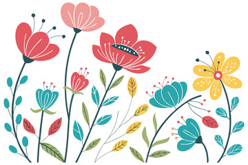 Seamless vector floral pattern with pink tulips and butterflies, a beautiful spring illustration