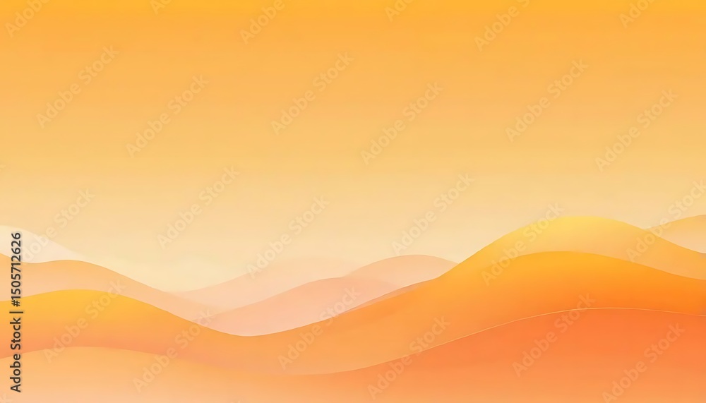 Poster warm orange gradient hills abstract with flowing lines and soft shadows that create a peaceful mood.