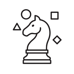 Chess Knight Icon – Minimal Line Drawing with Geometric Elements