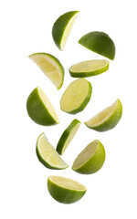Set of lime slices isolated on transparent background