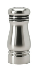 Isolated Stainless Steel Salt Shaker Object with Silver Metallic Texture