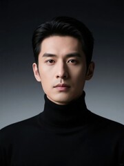 Obraz premium Portrait of man in black turtleneck sweater