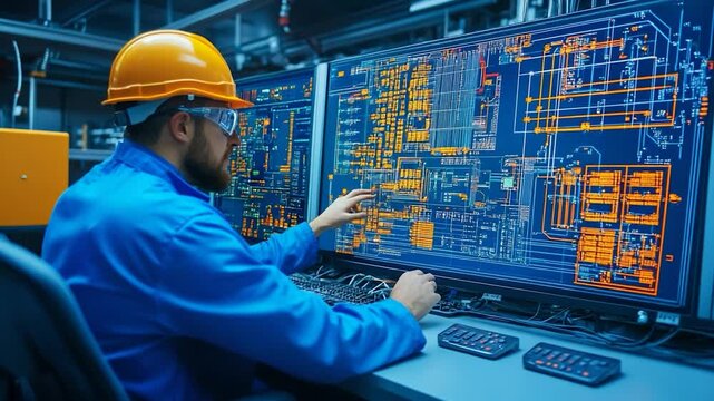 Engineer Monitoring Industrial Control System