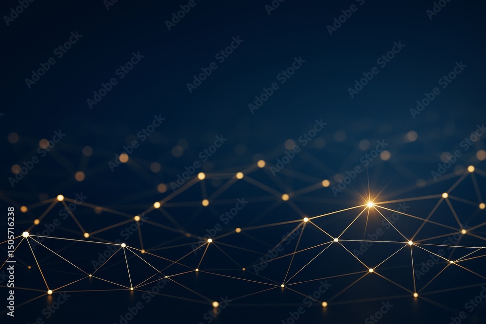 Poster abstract network of glowing light connections on dark background illustrating digital communication 