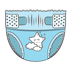 Cartoon-style baby absorbent diapers. Vector illustration for packaging diapers and other products for newborns