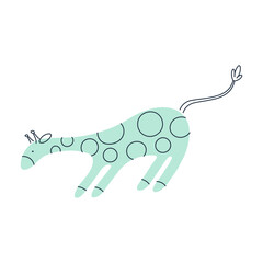 Adorable minimalist mint color giraffe, abstract safari animal