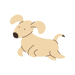 Cute playful beige dog, minimalist cartoon illustration