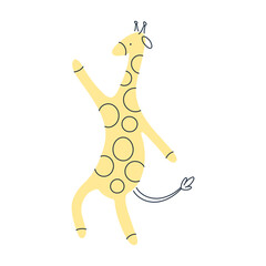 Cute cartoon giraffe, abstract safari animal
