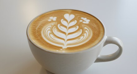 Exquisite Latte Art in a White Cup