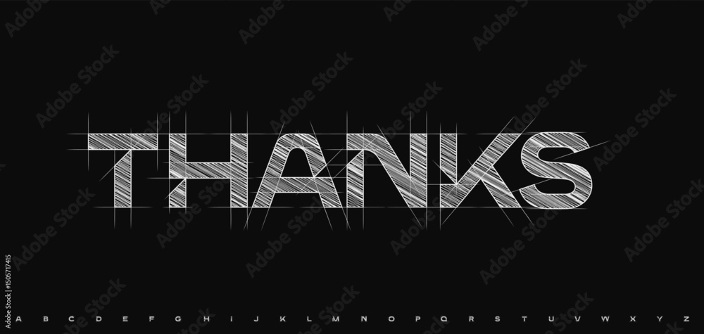 Aufkleber thanks subscribers in sketched blueprint style with diagonal hatching. architectural clean look grea