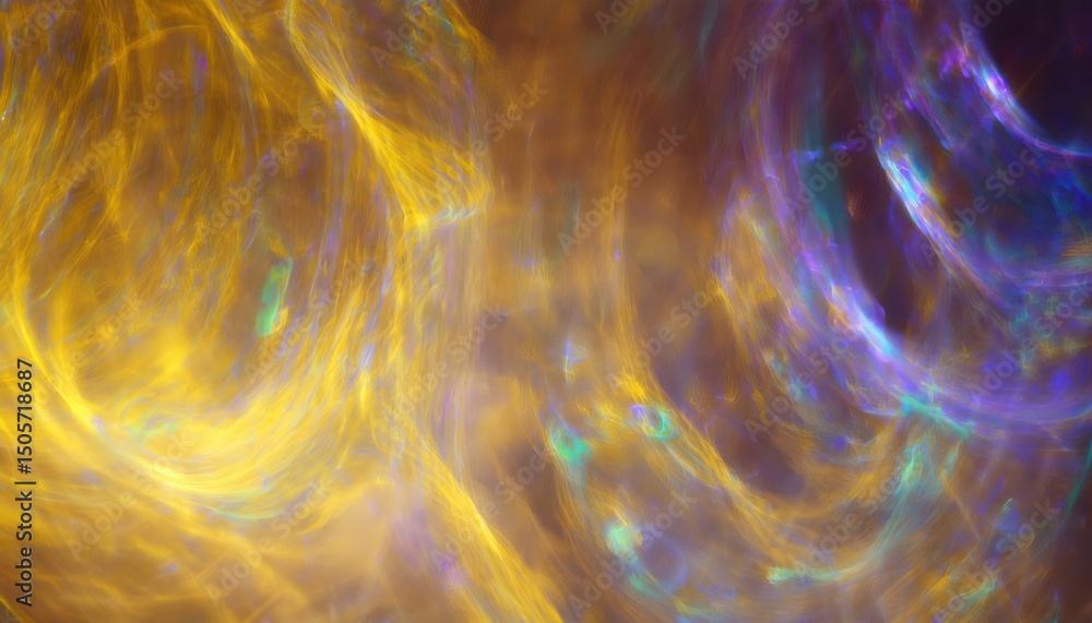 Aufkleber ethereal macro swirl of golden amber and violet opalescence with glowing iridescent textures for abs