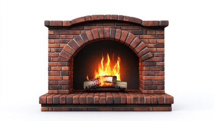 Brick fireplace with burning fire (2)