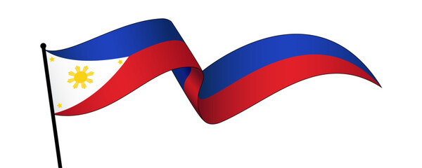 Waving Philippine Flag Vector Illustration, Symbol of Pride and Freedom in Motion, Perfect for Independence Day Celebrations