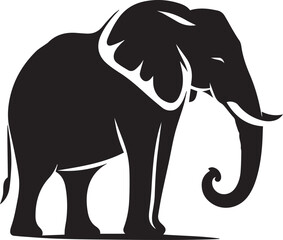 Fototapeta premium Black vector illustration of a wild elephant silhouette, perfect for animal and nature-themed designs 