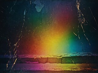Film distressed background with rainbow leak