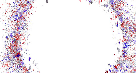 Red, white, and blue star confetti border. Perfect for Independence Day or celebratory designs.