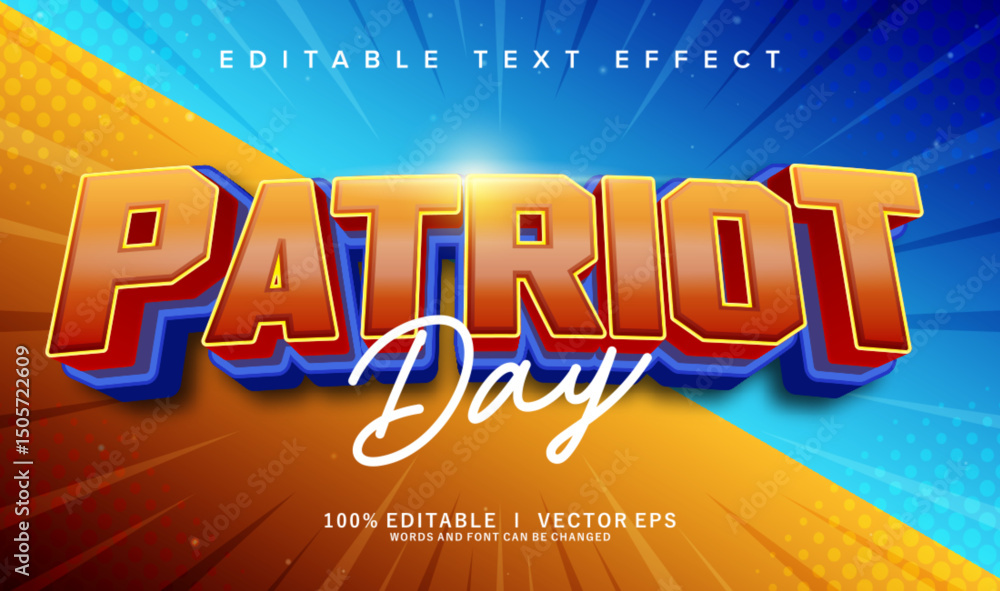 Poster patriot day vector text effect with modern style design