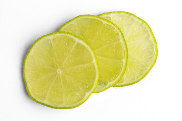 Lime slices macro isolated on transparent background