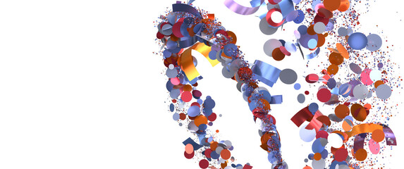 Vibrant 3D render of swirling confetti, ideal for celebratory designs.  Perfect for backgrounds, websites, and more.