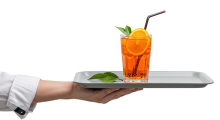 Isolated Aperol Spritz Cocktail on a Tray