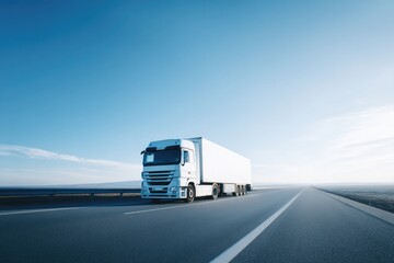 minimalist cargo truck traverses open highway long journey ahead