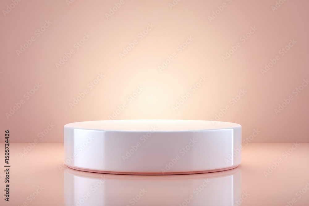 Poster minimalistic photo of empty podium with reflective surface set against neutral background for clean 
