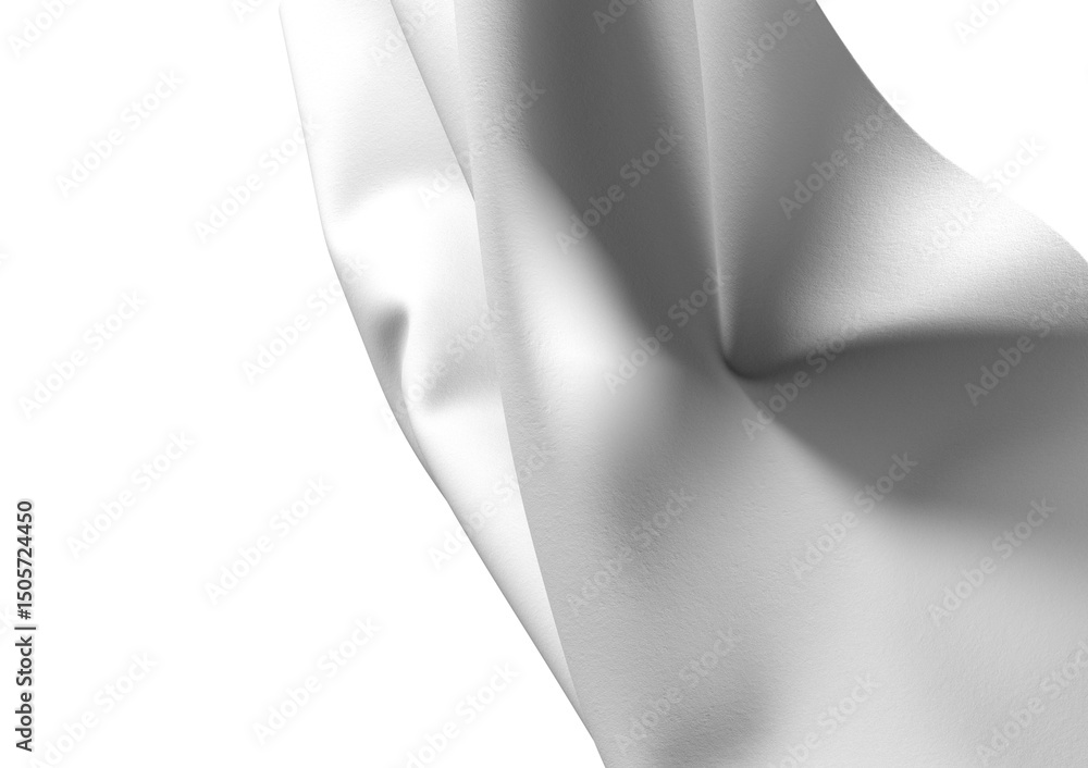 Fototapete A close-up abstract image of white fabric with a soft, smooth texture.  The fabric is draped and folded, creating  interesting patterns and waves.