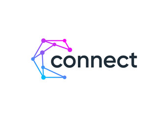 circle letter C global connect logo. network signal technology connectivity symbol icon vector design	
