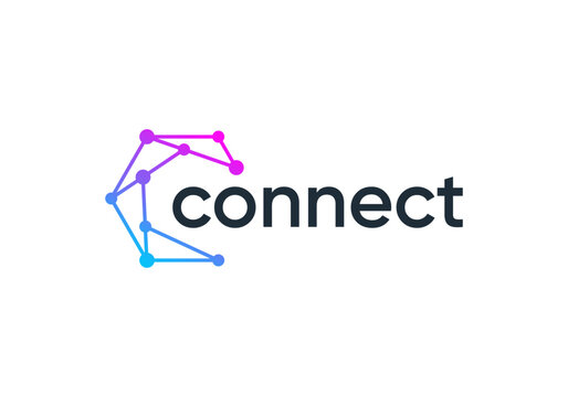 circle letter C global connect logo. network signal technology connectivity symbol icon vector design	
