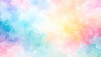 Soft pastel watercolor splashes blend to create a dreamy, colorful abstract background.