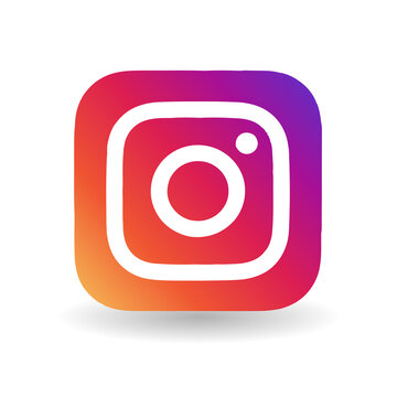 instagram logo with shadow. instagram icon with shadow. instagram button with shadow. 