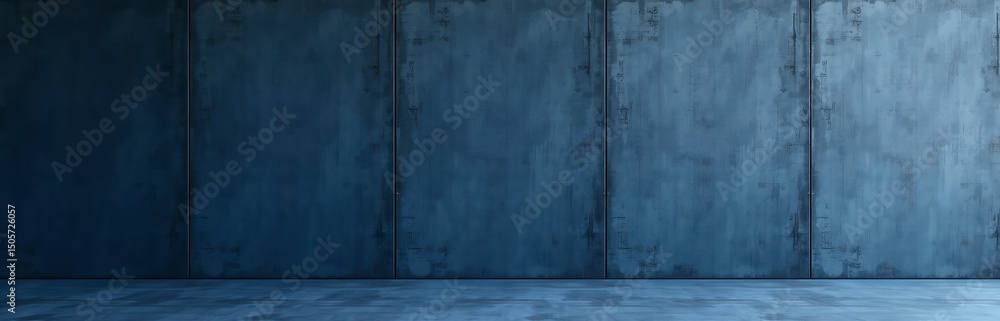 Poster dark blue textured concrete wall serves monochrome background wide open space copy design