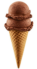 Isolated Two Scoop Chocolate Ice Cream Cone Transparent Background