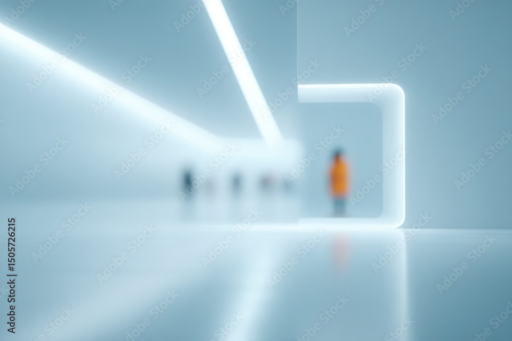 Poster capture modern and minimalistic studio setting focusing on lone subject in detail while softly blurr